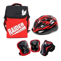 에어워크 마리 핑크 아동 인라인 스케이트 보호장비 세트 / 인라인 가방+헬멧+보호대, 헬멧_레드/가방_레드:보호대_레드_S