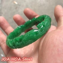 옥팔찌 옥구슬 진주 탄생석 원석희귀 한 손으로 조각 한 중공 꽃 녹색 옥 팔찌 여성 경옥