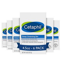 세타필 Cetaphil 딥 클렌징 페이스 앤 바디 바 무향 3개입, 4.5 Ounce (Pack of 6)