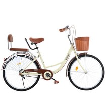 24인치 26인치 2인승 2인용 커플 가족 성인 노인용 세발 자전거, 01. 단일 속도, 11. 옐로우(솔리드 타이어) 높은 핏, 02. 26 인치