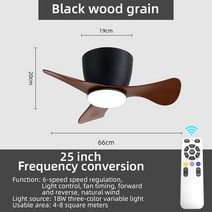 실링팬 미니실링팬 씰링팬현대 미니 천장 선풍기 LED 리모컨 침실 복도 상점용 조명 저소음 110v 220v, 04 Black 25 inch_01 110V