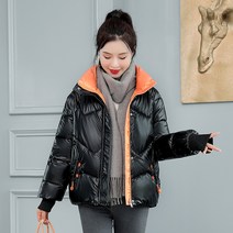 스탠드 칼랄 투톤 숏 패딩 여성 슬림핏 다운 점퍼 새내기 숙녀 학생 외출복 데일리룩
