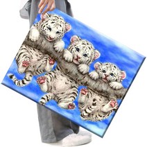 FASEN 액자 캔버스형보석십자수 DIY세트 라운드 비즈 40 X 50cm, FSE13.아기호랑이세마리