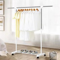 컴피존 이동식 미니 철제 튼튼한 소형 옷걸이 행거 높이 조절 가능, 화이트 미니