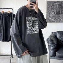 빈티지 반팔 티셔츠 재미있는 만화 긴 소매 여성 남성 패션 하라주쿠 5XL 배기 대형 학생 카와이 탑스