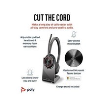 플랜트로닉스 by Poly Voyager 4320 UC 무선 헤드셋 충전 스탠드 노이즈 캔슬링 붐 마이크가 스테레오 헤드폰 블루투스 통해 PCMac모바일 연결 Microsoft 팀, 02.USB-C, 02.헤드셋 + 충전 스탠드