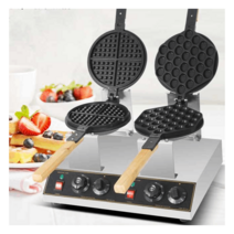 홍콩와플기계 2구 업소용 메이커 계란 디저트 기계, 전기 더블 헤드 (원형+다이아몬드)