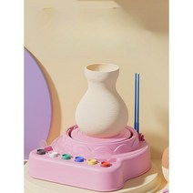 미니물레 미니 소형 도예 핸드메이드 도자기 점토그릇 가정용 만들기 물레 도자기공예, 파우더2봉지공구물감작은꽃