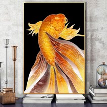 화려한 황금 비단잉어 추상화 재물 행운 가득 보석십자수 비즈퍼즐 큐빅 전체수, 50X70CM