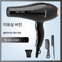 전기 드라이기 가정용 대풍 음이온 헤어 케어 무음 미용실 전용 고출력 속건 남성 드라이기, 검은머리살롱블루라이트음이온헤어케어구매시