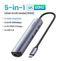 usb허브 c타입허브 호환 UGREEN USB C 허브 4K 60Hz 미니 유형 3.1 HDMI RJ45 PD 3.0 OTG 어댑터 MacBook A, 01 4K60Hz HDMI RJ45