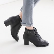 천연소가죽 5cm 청키 워커 구두 힐 여성부츠 편한워커