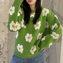 안나리야 라운드 플라워 꽃 무늬 자수 패턴 예쁜 니트 SY
