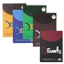 아트앤디자인 연미색 드로잉스케치북 200g /8절 5절 4절/표지랜덤 스프링제본 드로잉 크로키북 아트 디자인, 8절(43991)