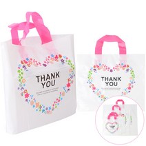 [미스릴리] THANK YOU 손잡이 비닐 쇼핑 백 감사 하트 선물 가방, 기본, 중