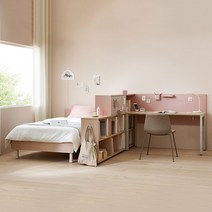 [일룸] 멘디 패키지D(1000책상 파티션책장 침대), 뉴트럴밤나무+샌드로즈(NCCSE)