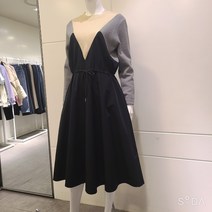 꾸즈 nc중앙로 니트배색 라운드 롱원피스 COA08O6