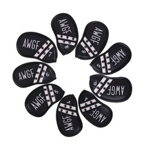 골프공 컬러 로스트볼 Golf Head Covers 9Pcs Iron Sets with Big Number and Magic Tape, 03 Black