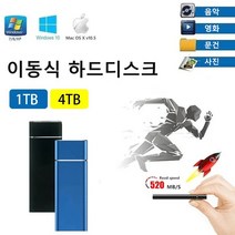 대용량 외장하드휴대용1TB/4TB 고속 솔리드 스테이트 외장 하드 드라이브, 블루, 1TB