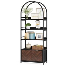 LITTLE TREE 190cm75.9인치 아치형 책장 Etagere 거실용 캐비닛 도어 포함