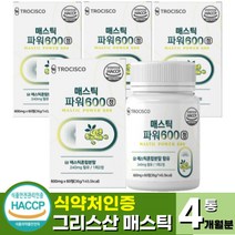 식약처 인증 그리스 산 매스틱 검 매스틱 추출물 정 22종혼합 유산균 양배추 브르콜리 감초 추출액 식약청 인정 메스틱 MASTIC GUM (+사은품 증정), 60정 x 4통 (4개월분)