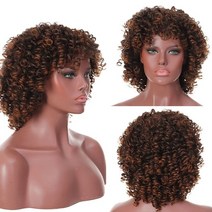 덧 가발 혼주 붙임머리 뒷통수뽕 암환자 afro kinky curly pre plucked wig for black women short wigs glueless hair, sw115-2i60