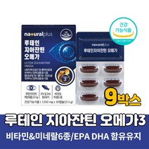 식약처인증 루테인 지아잔틴 복합추출물 오메가3 누테인 류테인 제아잔틴 6종비타민 앤 미네랄 비타민A 결명자 헤마토코쿠스 빌베리 추출물 EPA DHA 함유유지, 30캡슐 X 9개