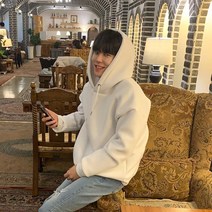 네오프렌 오버핏 무지 후드티