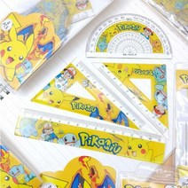 포켓몬 피카츄 자 4종 세트 4P 문구 학용품 각도기 삼각자