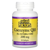 내추럴 팩터스 Natural Factors 코엔자임 Q10 200mg 소프트젤 30정, 1개