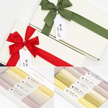 [리본색 랜덤] 3대 장인이 만든 국내산재료 잔치엔 오색국수 소면 선물세트 웨딩 돌잔치 칠순 환갑 명절 답례품, 리본포장 잔치엔국수 3조세트