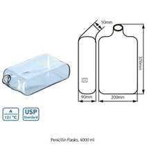 페니실린 플라스크/세포 배양 화학실험용 유리병 4000ml Penicillin Flask, DU.2155171