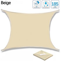옥상방수천막 방수포세일 가든 캐노피 햇빛 가리개 방수 캠핑 정자 야외 차양 간이 차고 수영장 UV 블록 사, 01 Beige_05 3X3M