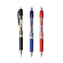 유 노크 볼펜 0.5mm 0.7mm 블랙 블루 레드 3색 고무그립 U자형 스프링 불변잉크 수능 학생 시험 학용품, 0.5레드