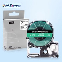 40mm * pvc 리본 스티커 라벨 테이프 엡손 LC-3WBN 용 LW-300 LW-400, [01] 9mm, [13] White on Green