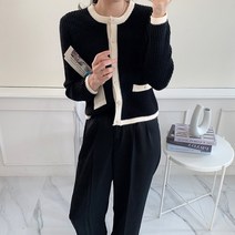 블링앤수 고급진 여성 기본핏 라운드넥 가디건 KZZ145