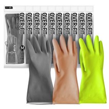 명진 오버핏고무장갑 M중형 10켤레 베이지그레이연두, 그레이, 중(M)