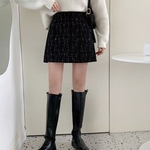 [랜덤플레이] 체크 트위드 A라인 미니 스커트