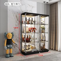 위스키진열장 술 정리 장식장 보관함 수납장, 블랙 리어 미러는 124x39x195