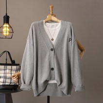 모노시크 델리켄 P자수 박시핏 니트 가디건 MNKS609