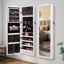 전신 유럽식 전신 거울 수납함 거울 보석 화장품 악세서리 보관함 조명 캐비닛 다기능 수납, 다른, 네, 15347 화이트 걸이형(도어/벽걸이)