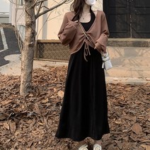 여성 가을 겨울 롱 원피스 겨울에 스타일 가과 불규칙한 드스트링 어울리는 상와