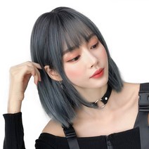 이쁘다샵 가발위드 단발머리 스트레이트 여성 통가발 러브딥블루, 애쉬블루, 1개