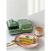 가정용 와플 메이커 + 샌드위치 메이커 + 찜기 3가지 기능 와플기, 표준 색상  + 작은 찜통 + 납작한 프라이팬