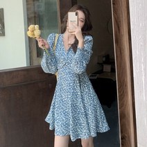 블링앤수 여성 캐주얼 브이넥 기본 미니 원피스 KZZ559