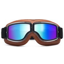 클래식 빈티지 바이크 용접 고글 방풍 안경, 미러무지개