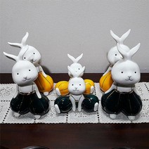 건강-드림_도자기토끼장식품3p 예쁜장 도기장 인테리어장 카페소품 인형 콘솔장 집들이선물 팬션_rjsrkdemf, 건강_드림-옵션_블루토끼