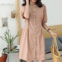 브이넥 퍼프 허리핀턱 핑크 러블리 여성 반팔원피스