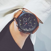 알큰 스포츠 군인 아웃도어 남자 학생 패션 손목 시계 방수 가죽 밴드 졸업 입학 기념일 선물