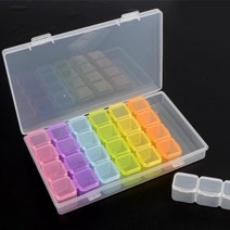 개별 뚜껑 네일 파츠 악세사리 부자재 비즈 재료 정리 보관함 케이스 보관 통 정리함 박스 스톤 글리터 보석 십자수 구슬 단추, 색상, 투명